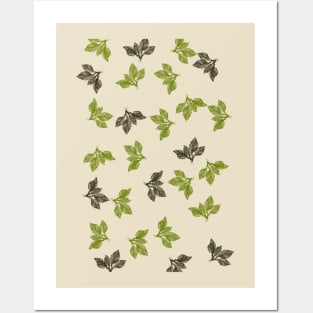 green flora leaf pattern Posters and Art